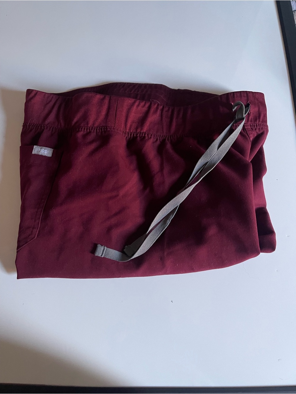 Figs Women's Scrub Pants in Burgundy with Gray Drawstring
